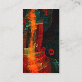waterfall orange red blue abstract art business card
