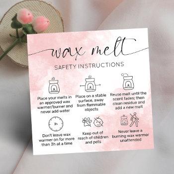 wax melts care elegant pink watercolor thank you square business card