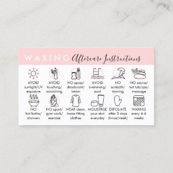 waxing aftercare twelve advices instructions business card
