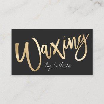 waxing simple chic gold modern typography business card