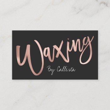 waxing simple chic rose gold modern typography business card