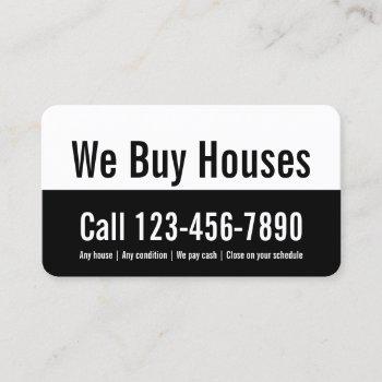 we buy houses black and white promotional template business card