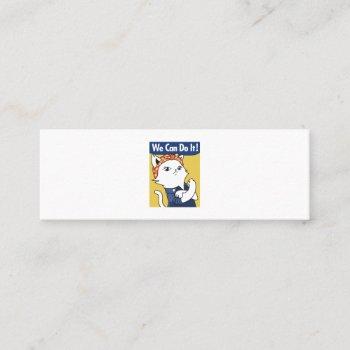 we can do it! white cat rosie the riveter business mini business card