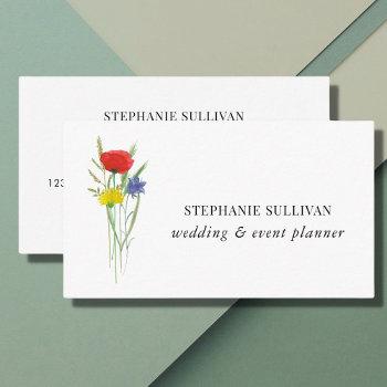 wedding and event planner wildflower business card