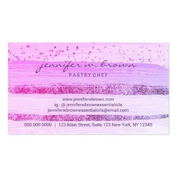 Small Wedding Cake Baker Event Planner Glitter Pink Business Card Back View