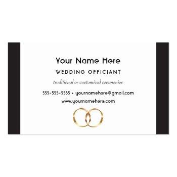 Small Wedding Officiant With Black Stripes And Rings Business Card Front View