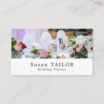 wedding table display, wedding event planner business card