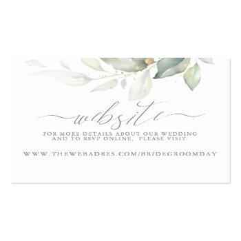 Small Wedding Website Gold Greenery Business Card Front View