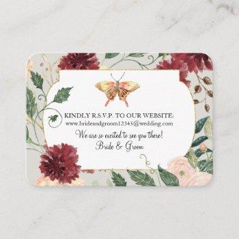 wedding website rsvp watercolor autumn floral gray business card