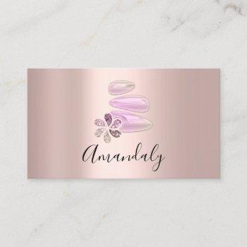 wellness spa massage therapy pink rose business card