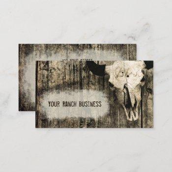 western bull skull vintage sepia rustic business card