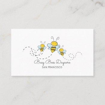 whimsical busy bumble bees daycare business card