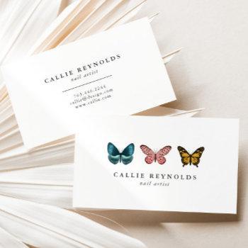 whimsical butterflies nail artist designer business card