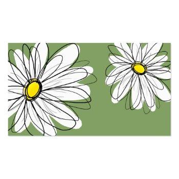 Small Whimsical Daisy - Yellow Green Business Card Back View