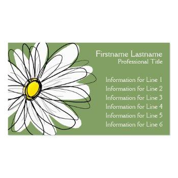 Small Whimsical Daisy - Yellow Green Business Card Front View