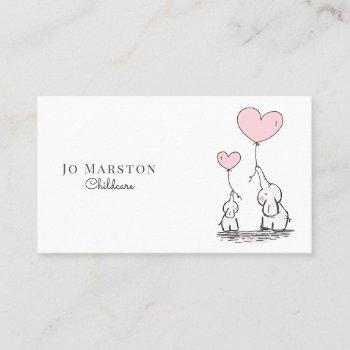 whimsical elephants childcare business card