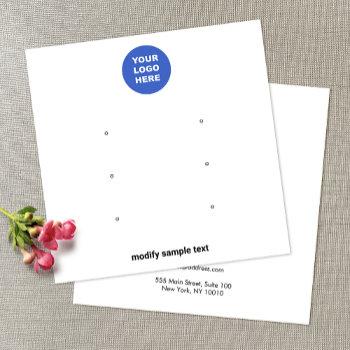 Small White Add Logo 3 Stud Earring Display Card Front View