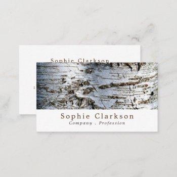white birch wood effect, rustic business card
