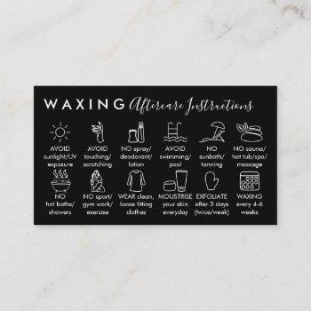 white black waxing aftercare twelve advices business card