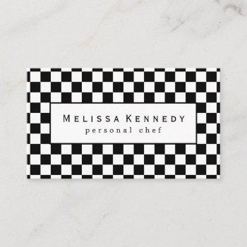 white checkered pattern business cards black