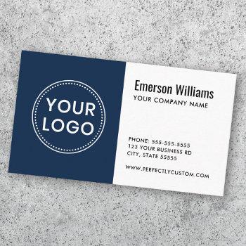 white dark blue custom logo modern minimalist business card