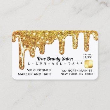 white gold chunky glitter thick drips credit business card