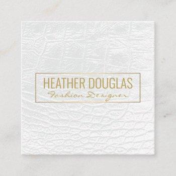 white leather | luxury square business card