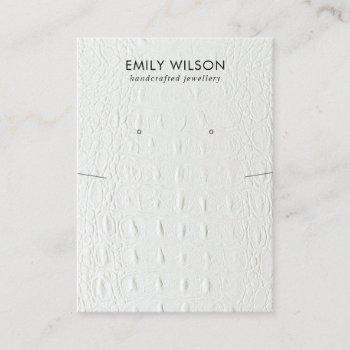 white leather texture necklace earring display business card