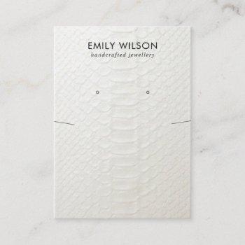 white leather texture necklace earring display business card
