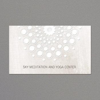white mandala yoga and meditation instructor business card