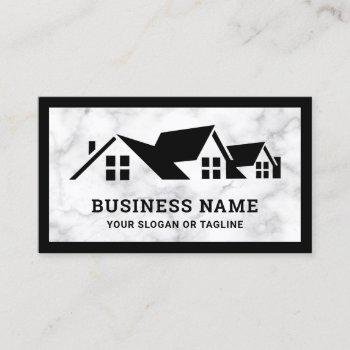 white marble house roofing construction roofer business card