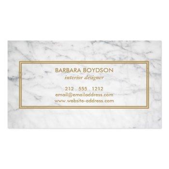 Small White Marble Interior Designer Business Card Back View