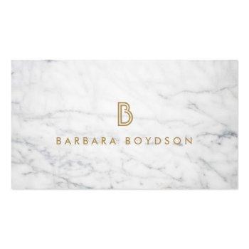 Small White Marble Interior Designer Business Card Front View