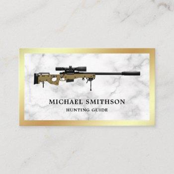 white marble sniper rifle gun shop gunsmith business card