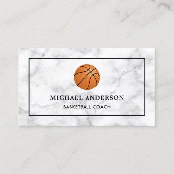 white marble sports professional basketball coach business card