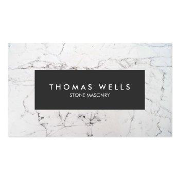 Small White Marble Stonemason Architect Business Card Front View
