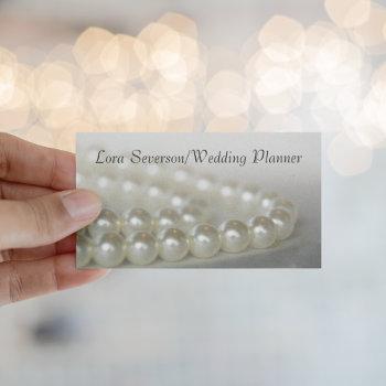 white pearls wedding planner business card