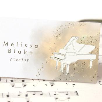 white piano golden dust business card