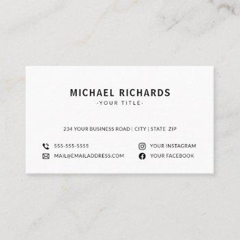 white professional modern custom logo social media business card