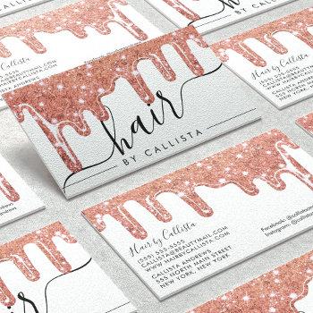 white rose gold chunky glitter thick drips hair business card