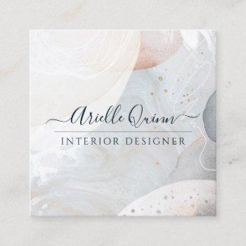 white rust blue abstract shapes interior designer square business card