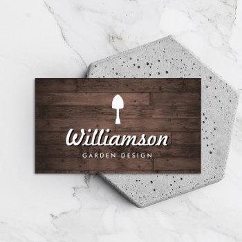 white spade rustic wood gardening services business card