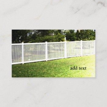 white vinyl fence business card