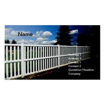 Small White Vinyl Fence Business Card Front View