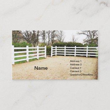 white wooden post and rail fence business card