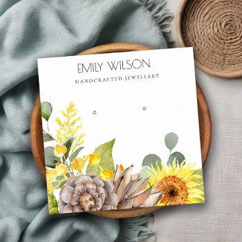 wild sunflower pine floral earring display logo square business card
