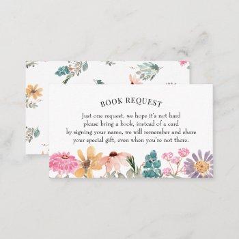 wildflower book request/book for baby baby shower business card