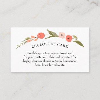 wildflower pink coral baby shower enclosure card