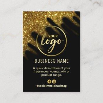windswept glitter black and gold fragrance list business card