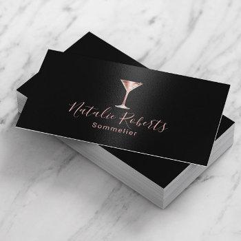 wine bartender sommelier black & rose gold business card
